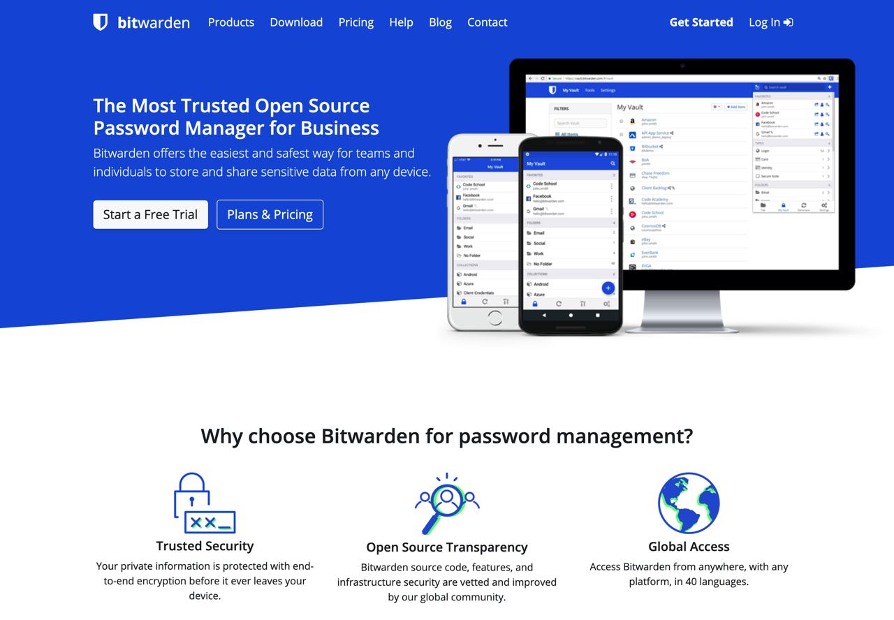 Bitwarden Open source free password manager, can import password files, support common browsers 