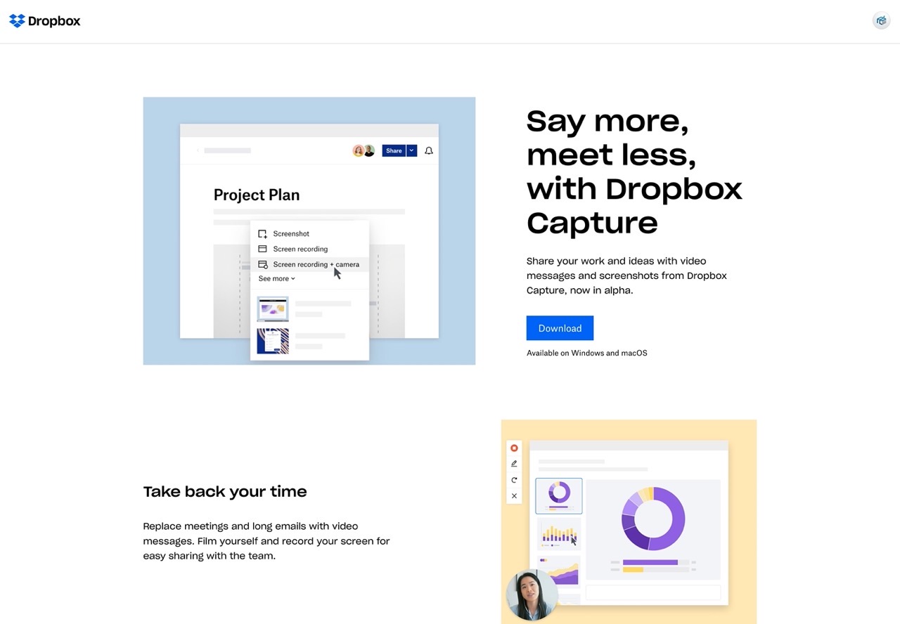 Dropbox Capture Free screen capture tool, which can convert screenshots and videos to GIF and generate shared URLs simultaneously. 