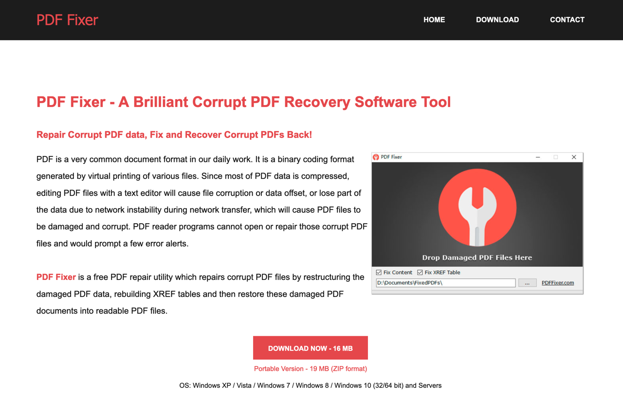 PDF Fixer Free PDF repair tool, which can reconstruct damaged files that cannot be opened by the reader 