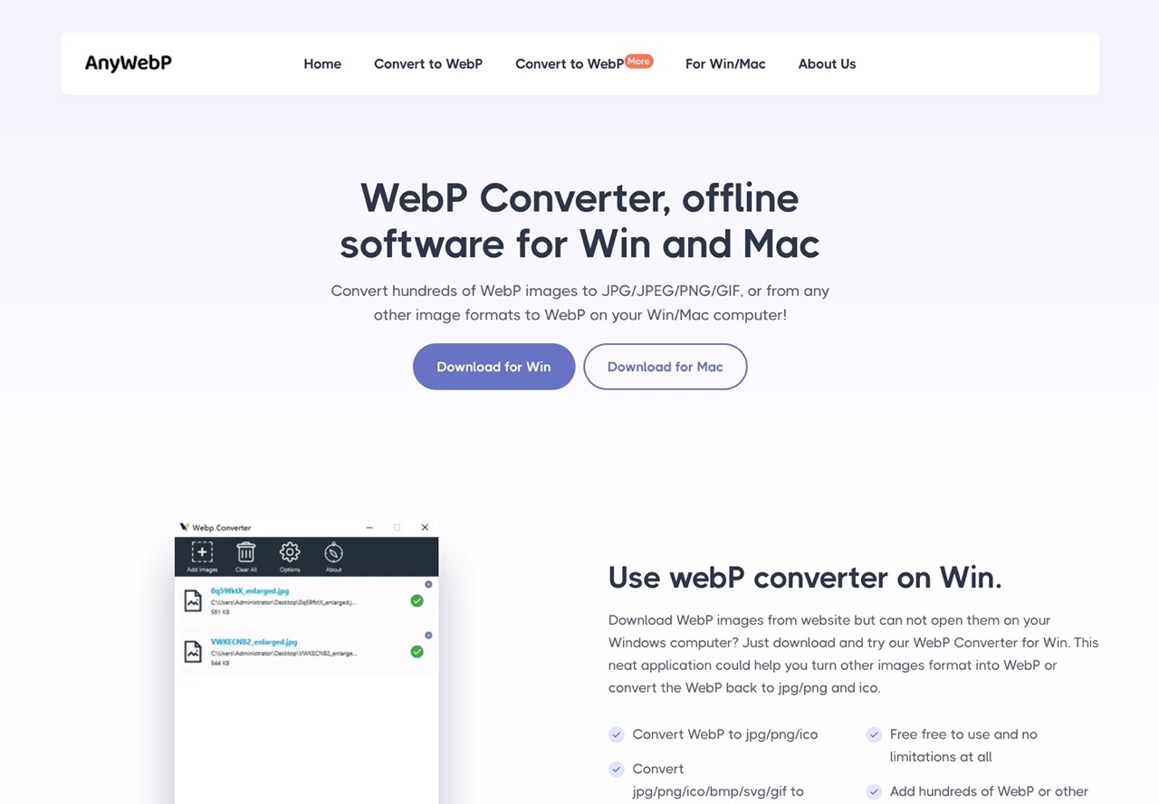 WebP Converter is a free image conversion tool that can convert WebP to JPG, PNG or each other